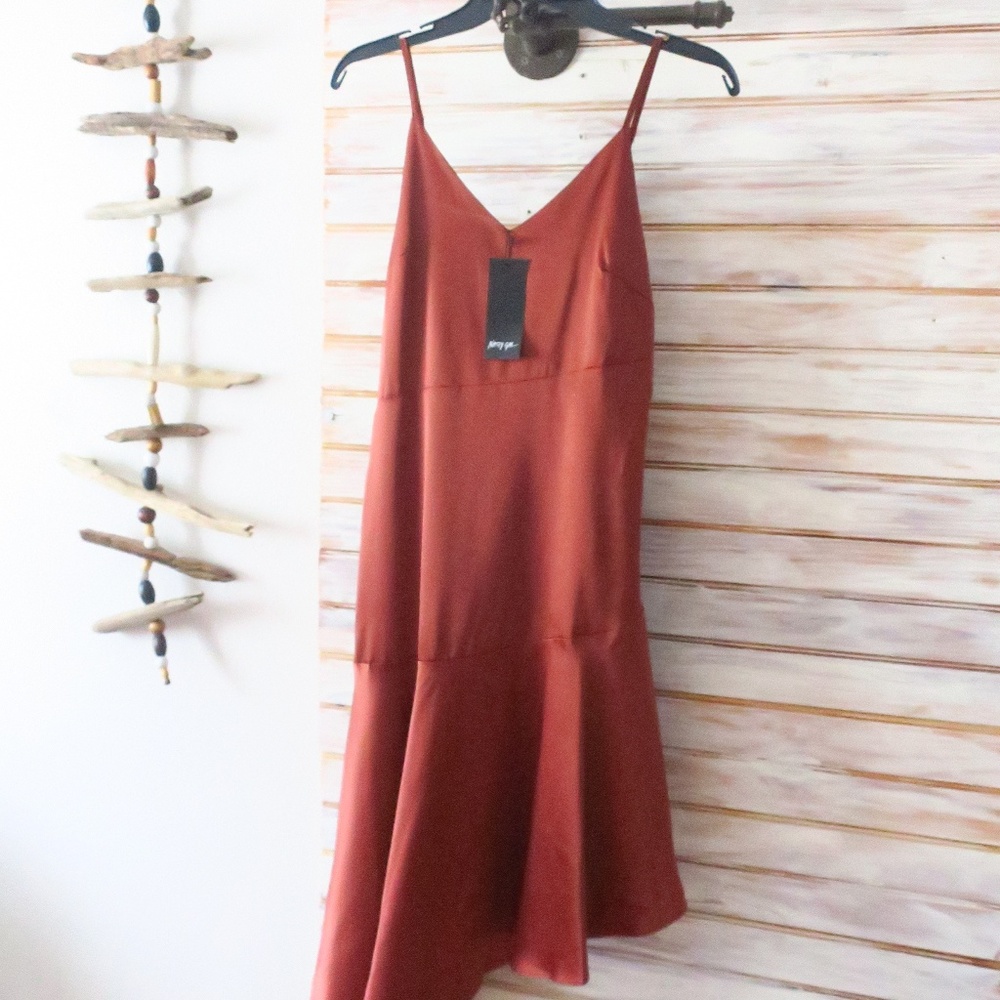 Nasty Gal Satin Slip Dress Chocolate Wine - Picture 5 of 8